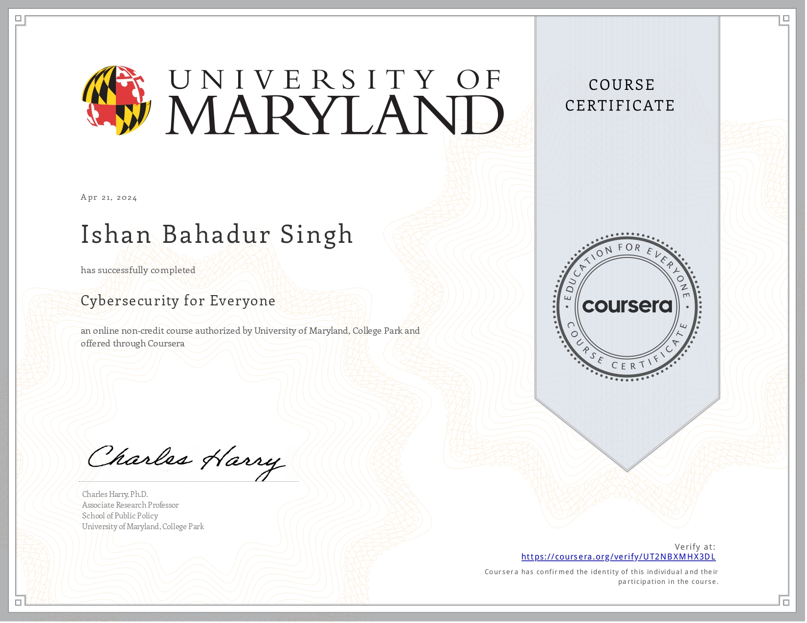 Cyber Security certificate